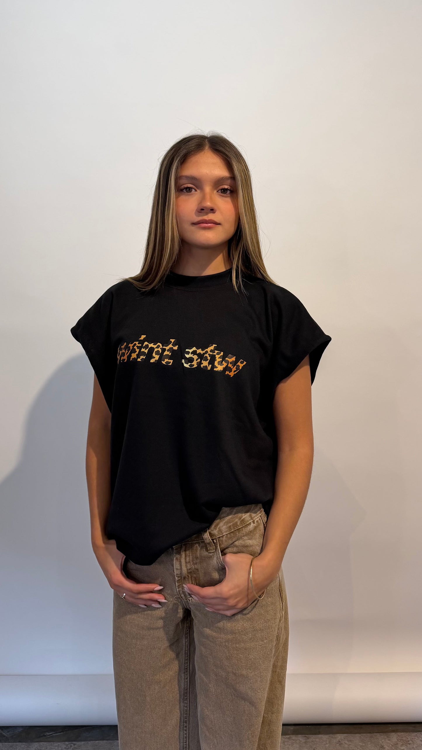 Remera sin mangas animal print